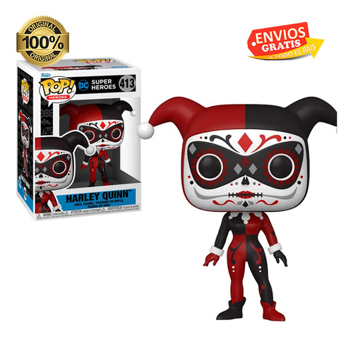 Funko Pop Super Heroes Harley Quinn 413 Dia Muertos Joker F