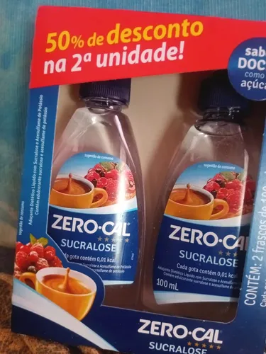 comprar Pack Adoçante Líquido Sucralose Zero Cal Frasco 200ml 2 Unidades Grátis 50% Desconto na Segunda Unidade