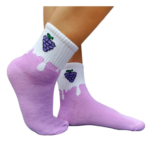 Tin Calcetín Largo Colores Dama Frutitas 23-26 Cm 6 Pares