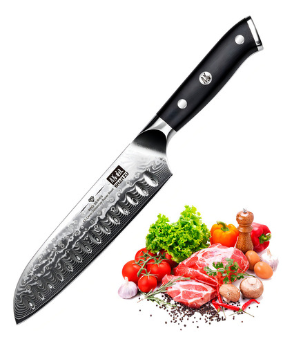 Shan Zu Pro Series Cuchillo Santoku Acero Color Plateado Plateado