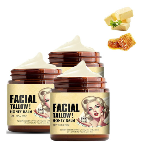 Bálsamo De Sebo De Res Batido Y Miel, Crema Facial Con