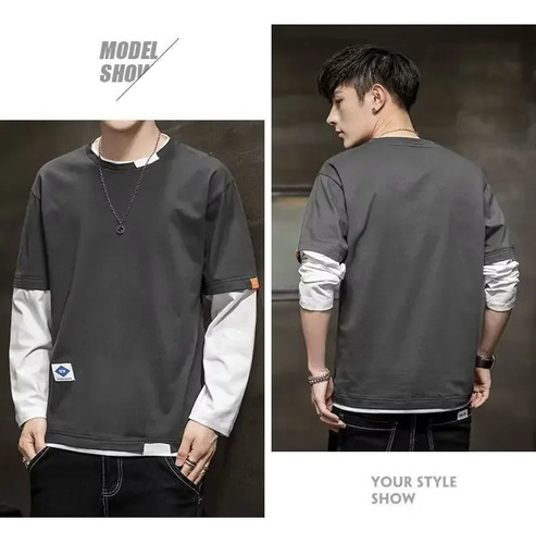 Camiseta De Manga Larga De Dos Piezas De Estilo Coreano Para