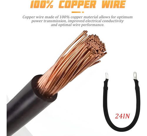 Juego De Cables De Batería De 4 Awg Terminales, Cables...