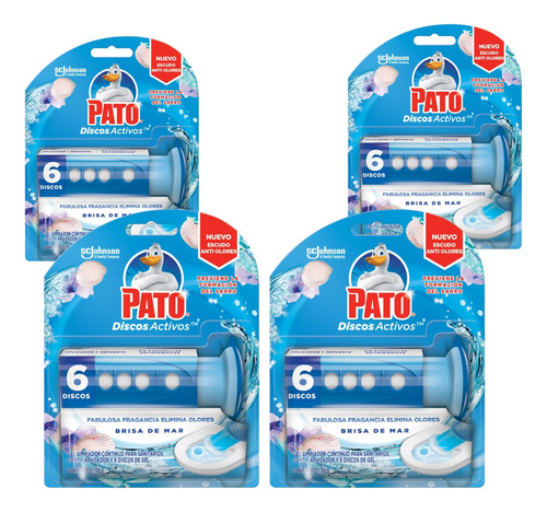 4 Pack Pato Discos Activos Para Inodoro Gel Limpiado 6pz C/u