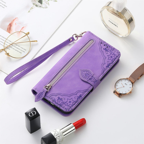 Funda De Piel Con Cierre Abatible Para Moto G8 Play/one Macr