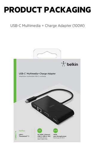 Adaptador Usb C Belkin 5 En 1 De 1000w
