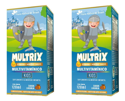 Kit 2x Multrix Xarope Infantil Vitaminas A A Z 120ml Flora