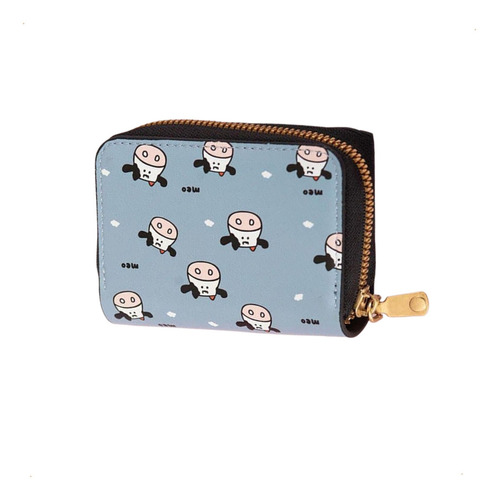 Billetera De Mujer Monedero Mujer Wallet Cuero Pu Vaca Color Celeste