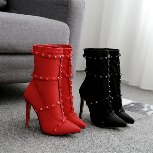 S Stiletto Botines Scarpins Zapatos De Primavera Rojos Con T