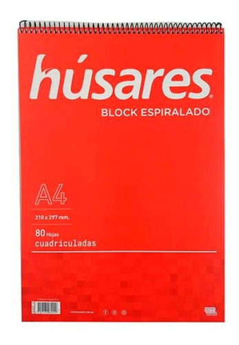 Block Husares A4 Espiralado Cuadriculado 80 Hjs Distri Lv