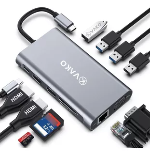 Adaptador Hub Vako Usb C Hdmi Red Vga Para Macbook Pro Air