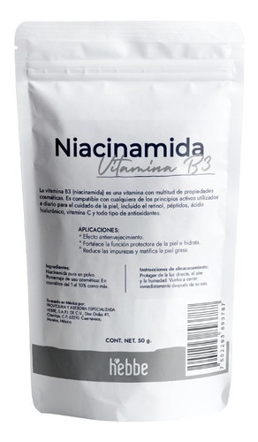Niacinamida (uso Cosmético) Pura. 50g
