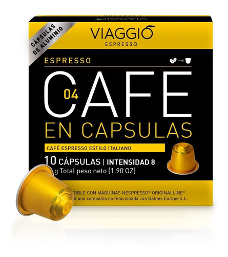 Café Cápsulas De Aluminio Viaggio Espresso Comp. X10u