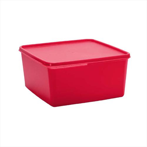 Tupperware - Basic Line 2,5l - Pote Caixa Quadrada Cor Vermelho Melancia