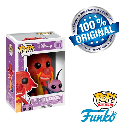 Funko Pop Mulan Dragão Mushu E Cricket #167 Original