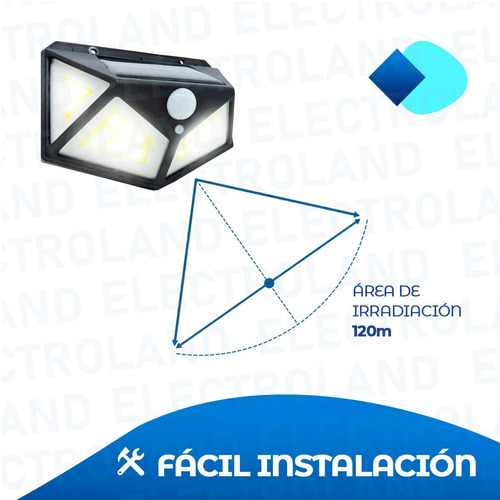 Imagen 7 de 10 de Reflector Led Panel Solar Sensor 3 Funciones 100 Led Frio