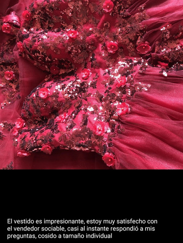 Vestido De Xv Quinceañera Vino Rojo Apliques De Flores