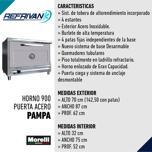 Horno Morelli Linea Pampa 900 Con Tapa Ciega Ahora 12/18