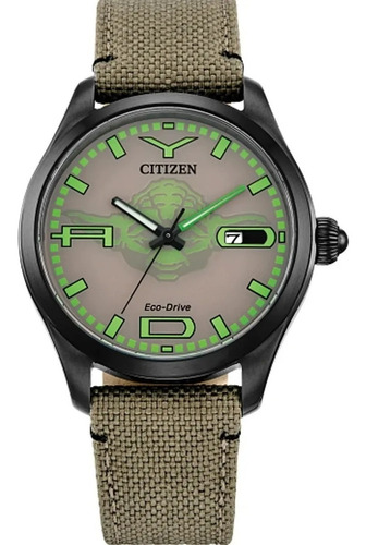 Reloj Citizen Yoda Star Wars Original Para Caballero E-watch Color de la correa Negro Color del bisel Negro Color del fondo Café