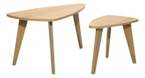 Comprar Combo Set 2 Mesas Ratonas Oval Modernas Nordico Escandinavo Color Roble