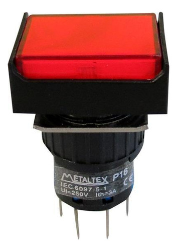 Botão 16mm 2 Rev Led 24v Vermelho P16il - Metaltex