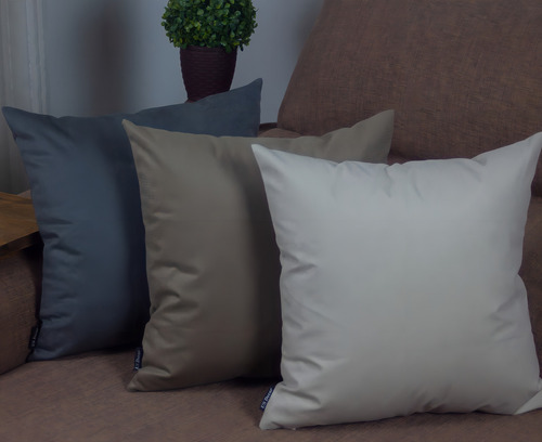 Kit de 3 fundas de almohada Lisa Suede Invisible, color marrón liso, azul, gris y beige