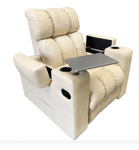 Sillón Reclinable Reposet Hollywood Tacto Piel Color Crema