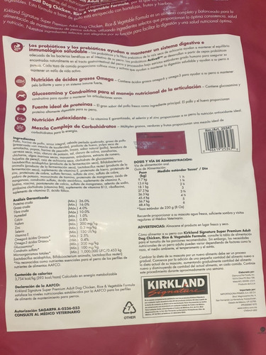 Imagen 2 de 4 de Kirkland Signature Alimento Perro Adulto Pollo/arroz 18.1kg