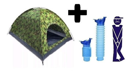 Kit Barraca Camping Camuflada Militar 6 + Mictório Portátil