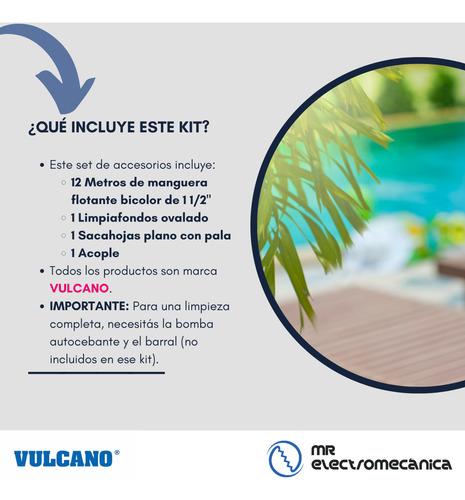 Kit Vulcano Limpieza Piscina Pileta Grande Hormigón Venecita