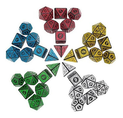 5 Conjuntos Dnd Dice - 5 X 7 Polyhedral Dice (35pcs) Ptwwz