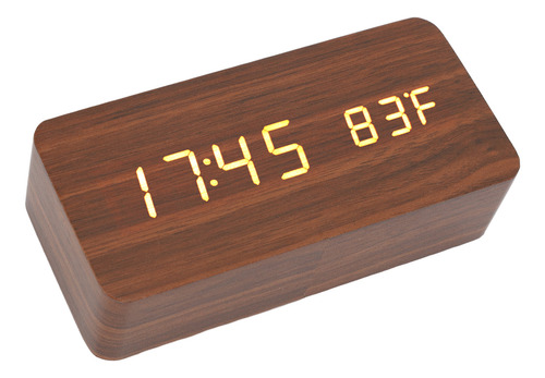 Reloj Electrónico Digital Led Con Alarma De Madera, 3 Nivele