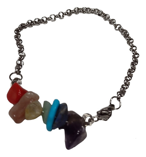 Pulsera   Chakras , Acero Quirúrgico Y 7 Piedras Naturales 