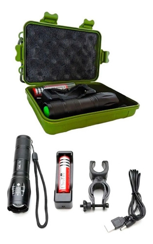 Linterna Táctica Militar Led Multiuso Caza Camping Linterna Negro Luz Blanco