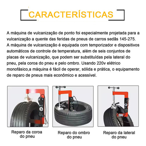 Joyfox Máquina Remendo Câmara De Ar Profissional Vulcanizar Desmontadoras De Pneus Com 8 Moldes, | 500w X 2 (duplo) | 220v