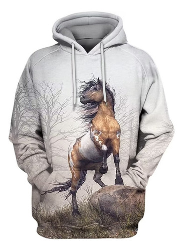 Sudadera Estilo Casual Estampado Digital Creativo Caballo