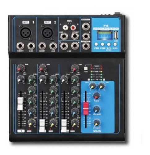 Consola Mixer Ross F-4 4 Canales Usb Bluetooth Mp3