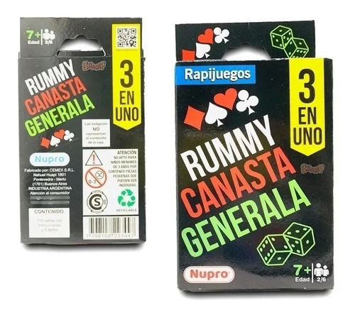 Rapijuegos 3 En 1 Rummy Canast Generala 