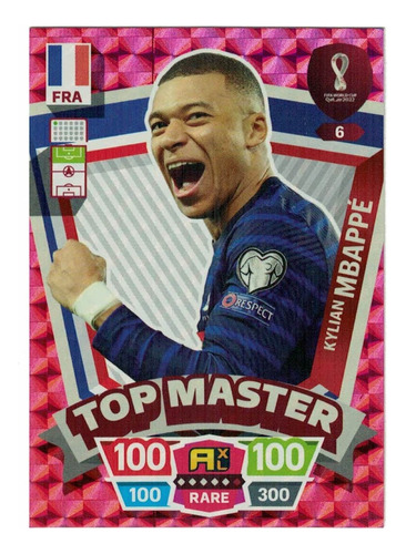 Carta Kylian Mbapee - Top Master Mundial De Qatar 2022 Panin