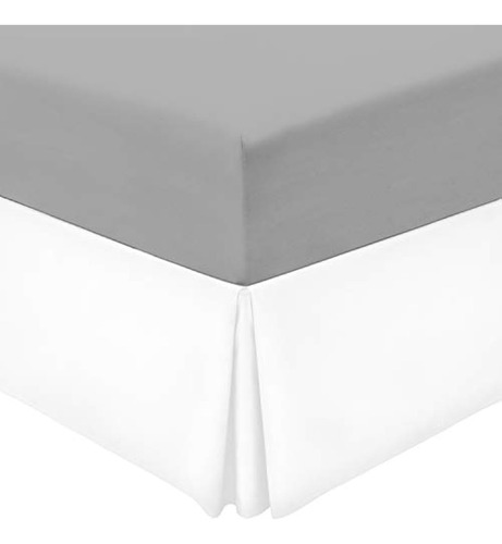 Falda Para Cama Plisada Tamaño King De Microfibra Blanco