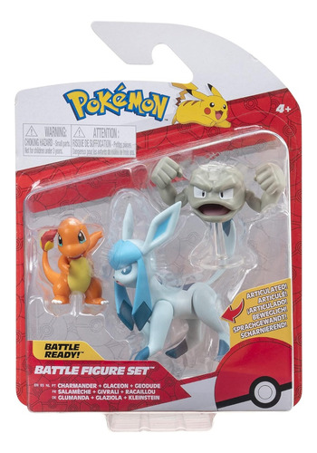 Muñeco Charmander + Glaceon + Geodude - Pokemón Jazwares