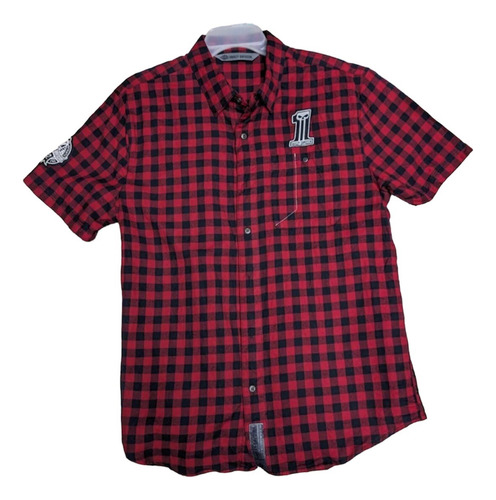 Harley Davidson Camisa Roja Y Negra Cuadros Slim Talle L