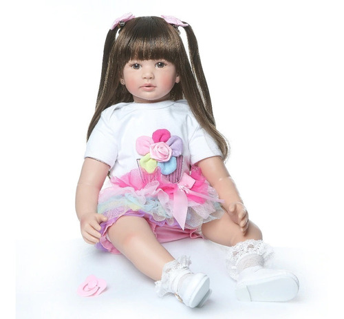 Boneca Bebe Reborn Menina Silicone 60 Cm Manu Envio Rápido