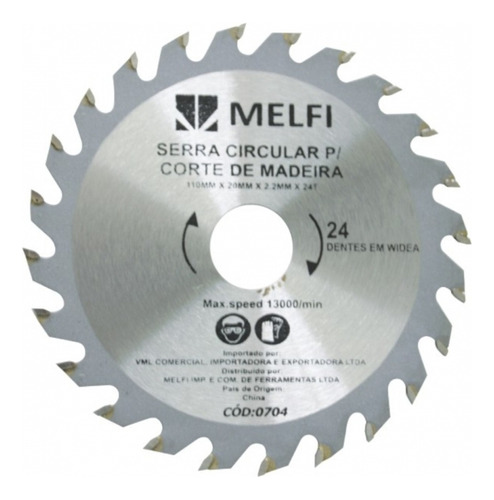 Serra Circular Madeira 110mm X20mm X 24 Dentes Melfi