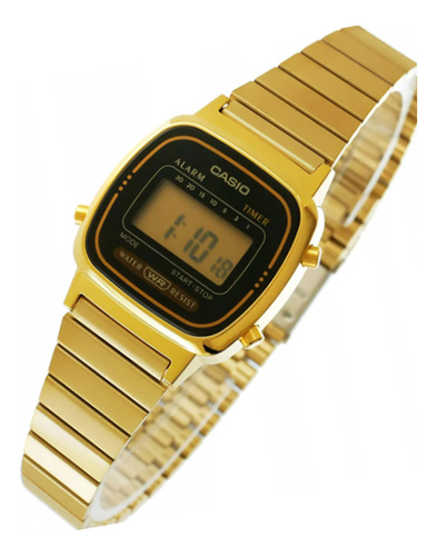 Reloj Casio La670wga-1df  Mini Dorado Negro Vintage Unisex