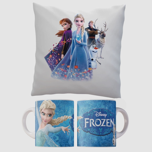  Almohada 40x40 Y Taza Frozen Ana Elsa Regalo Personalizado