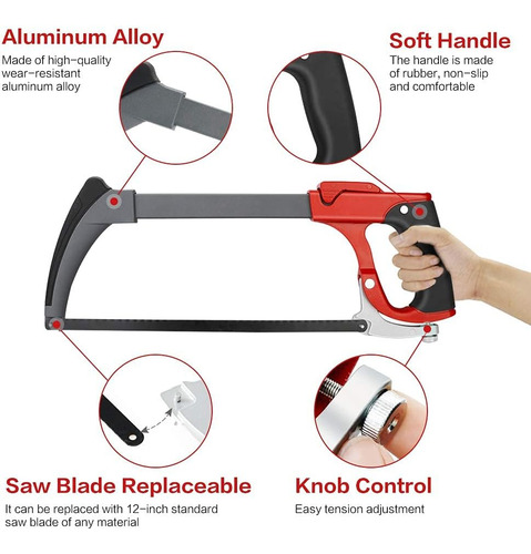 12 Hack Saw For Metal, Hacksaw Frame Set With 7 Professiona
