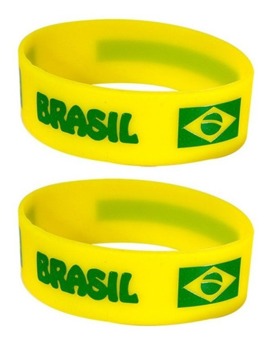 Kit 20 Pulseiras Bandeira Brasil Silicone Jogo Copa Seleção Diâmetro 6 cm