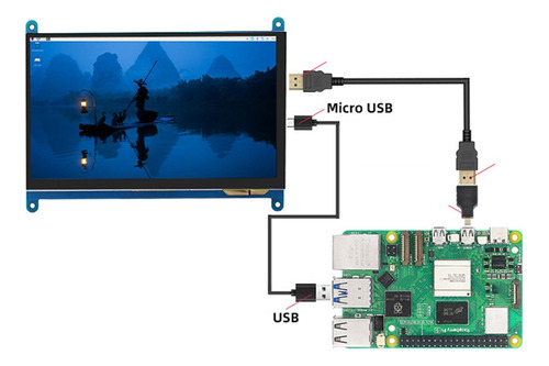 Para Pantalla De 7 Pulgadas Raspberry Pi5/4b Capacitiva Touc