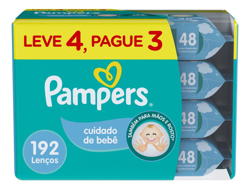 Lenços Umedecidos Cuidado De Bebê Com 192 Unidades Pampers